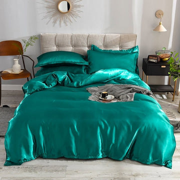 Verde type satin - Drap Fodera / Copripiumino / 2 taies d'oreiller