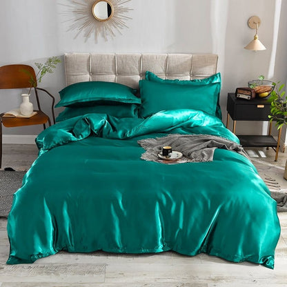 Verde type satin - Drap Fodera / Copripiumino / 2 taies d'oreiller