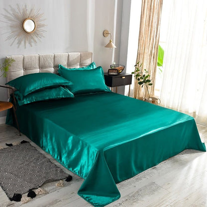 Verde type satin - Drap Fodera / Copripiumino / 2 taies d'oreiller