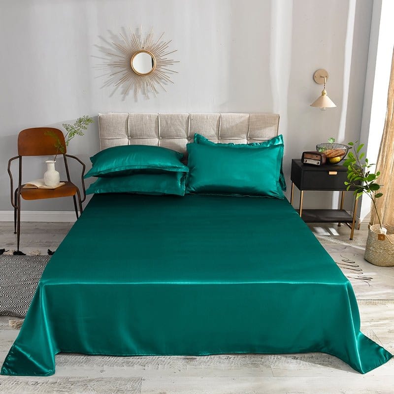Verde type satin - Drap Fodera / Copripiumino / 2 taies d'oreiller
