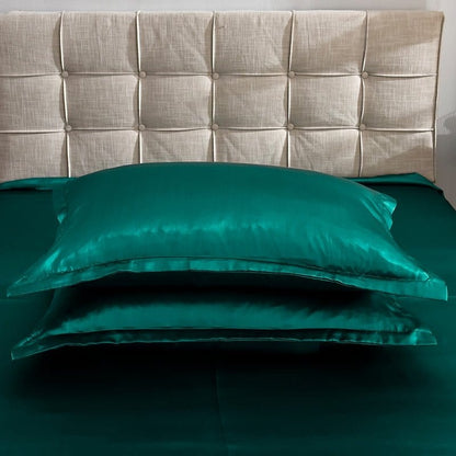 Verde type satin - Drap Fodera / Copripiumino / 2 taies d'oreiller