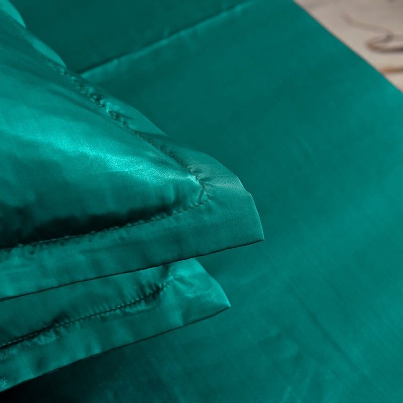Verde type satin - Drap Fodera / Copripiumino / 2 taies d'oreiller