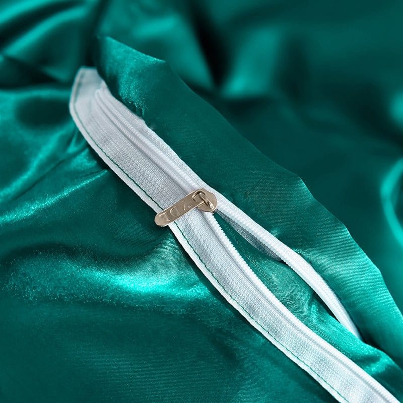Verde type satin - Drap Fodera / Copripiumino / 2 taies d'oreiller