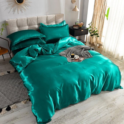 Verde type satin - Drap Fodera / Copripiumino / 2 taies d'oreiller