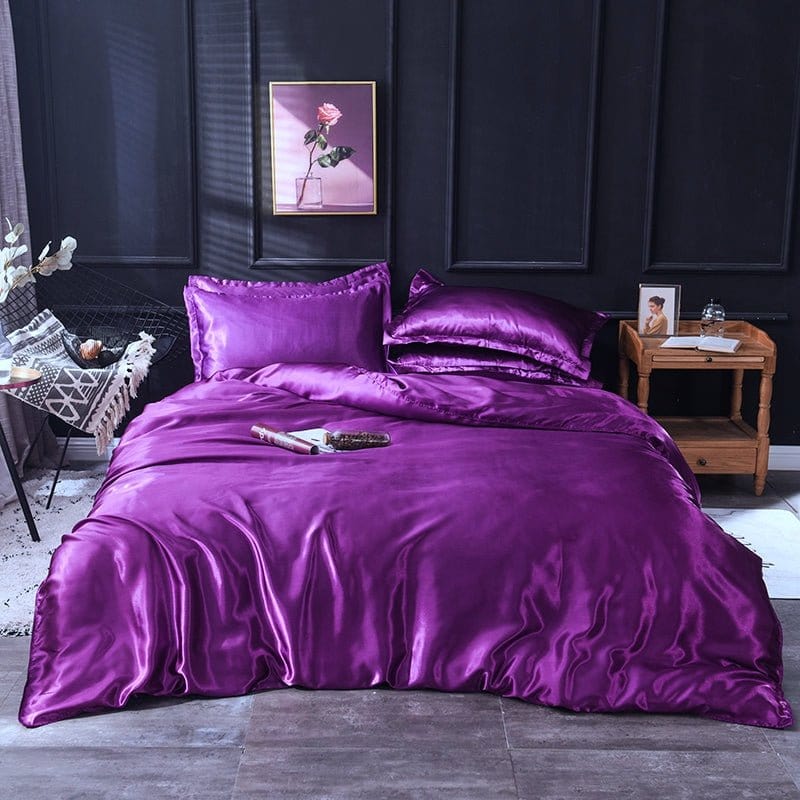 Violet type satin - Drap Fodera / Copripiumino / 2 taies d'oreiller