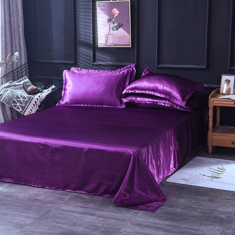 Violet type satin - Drap Fodera / Copripiumino / 2 taies d'oreiller