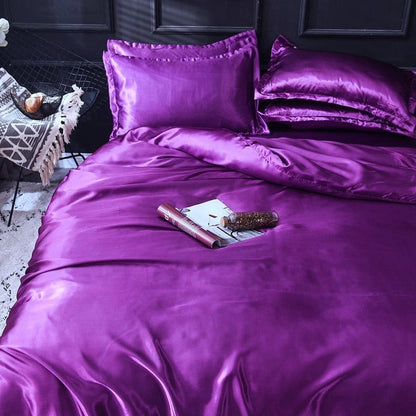 Violet type satin - Drap Fodera / Copripiumino / 2 taies d'oreiller
