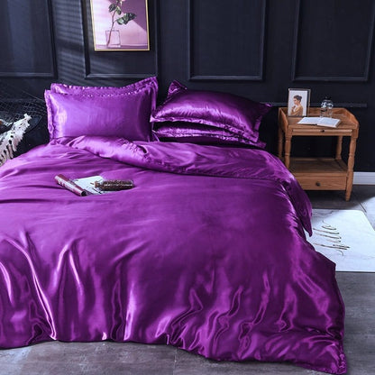 Violet type satin - Drap Fodera / Copripiumino / 2 taies d'oreiller