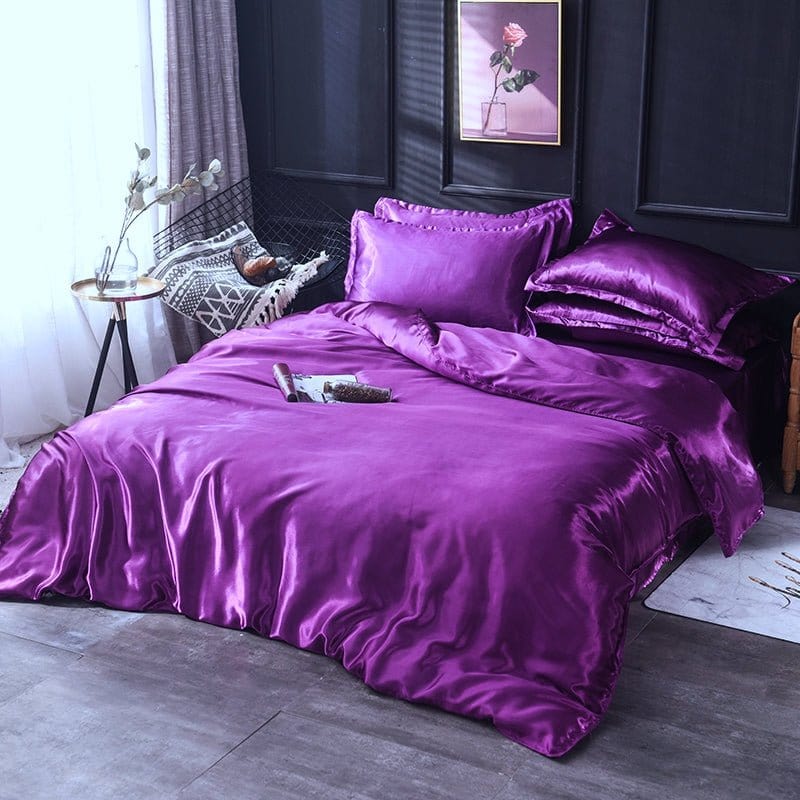 Violet type satin - Drap Fodera / Copripiumino / 2 taies d'oreiller