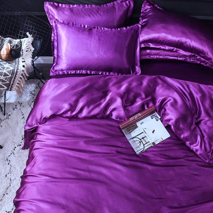 Violet type satin - Drap Fodera / Copripiumino / 2 taies d'oreiller