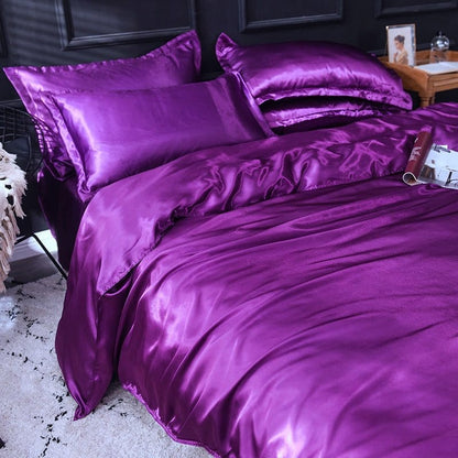 Violet type satin - Drap Fodera / Copripiumino / 2 taies d'oreiller