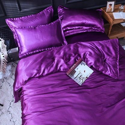 Violet type satin - Drap Fodera / Copripiumino / 2 taies d'oreiller