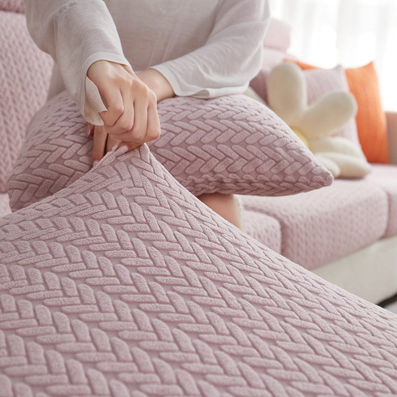 Rosa chiaro - Fodera in pile per cuscini di divano - Motivo Wool
