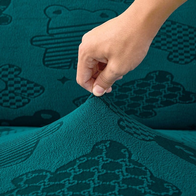 Verde émeraude - Fodera in pile per cuscini di divano - Motivo Bear