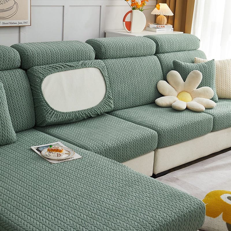 Verde - Fodera in pile per cuscini di divano - Motivo Wool