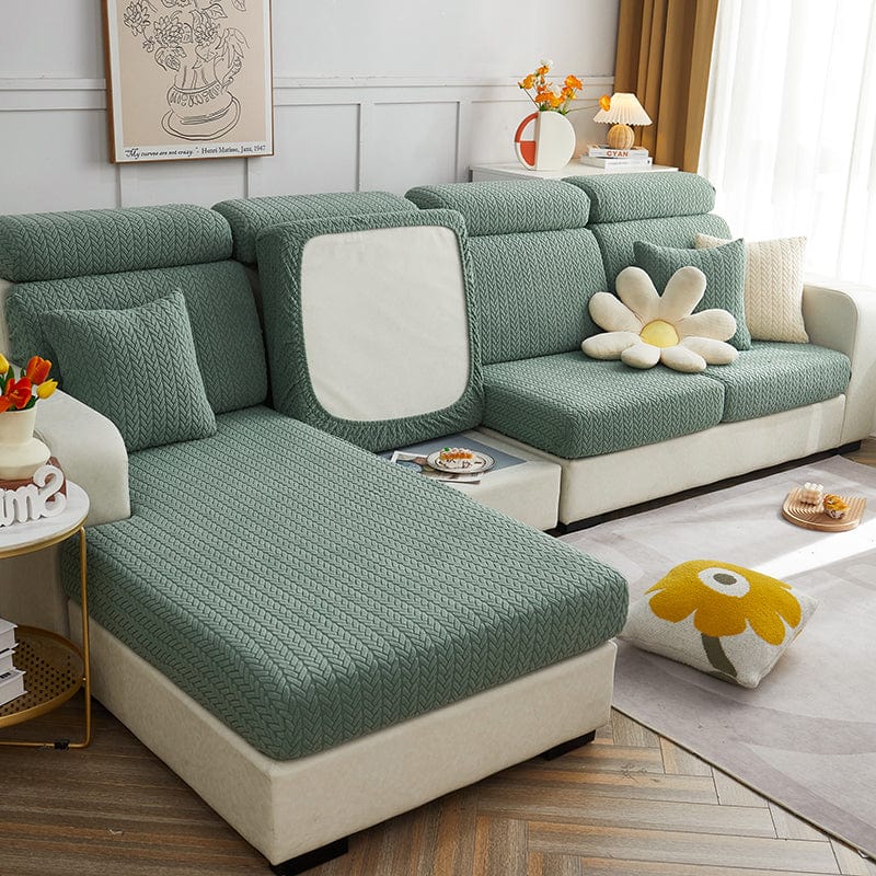 Verde - Fodera in pile per cuscini di divano - Motivo Wool
