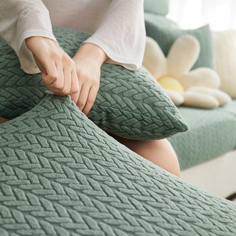 Verde - Fodera in pile per cuscini di divano - Motivo Wool